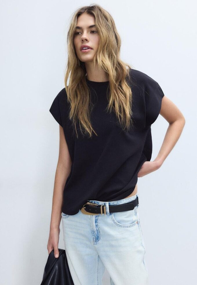 B06 T-shirt basique à épaules tombantes B06 T-shirt basique à épaules tombantes