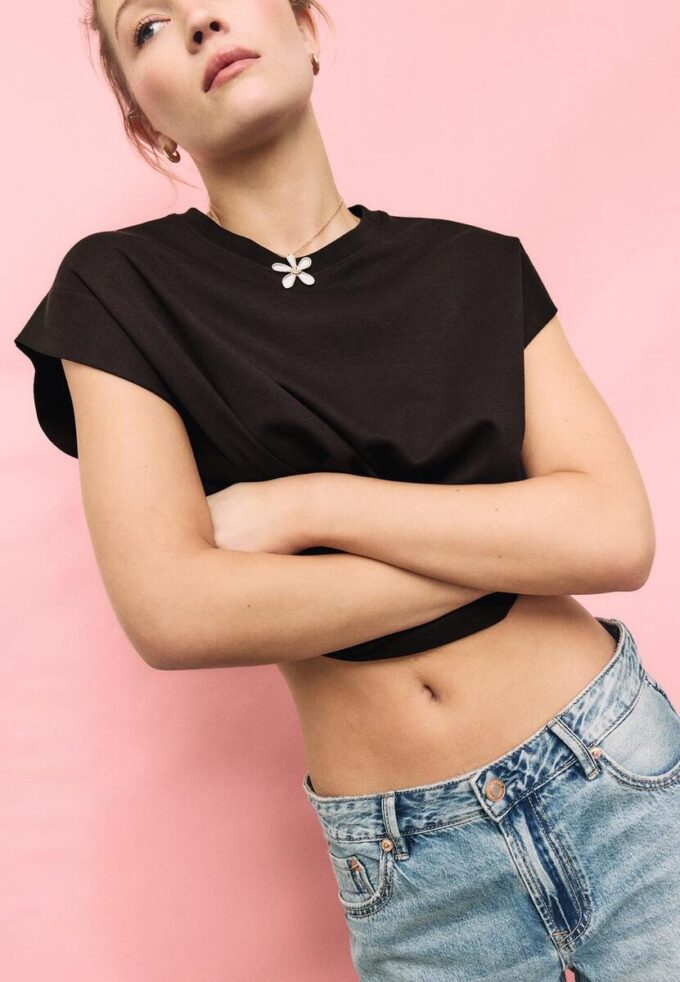 B06 T-shirt basique à épaules tombantes