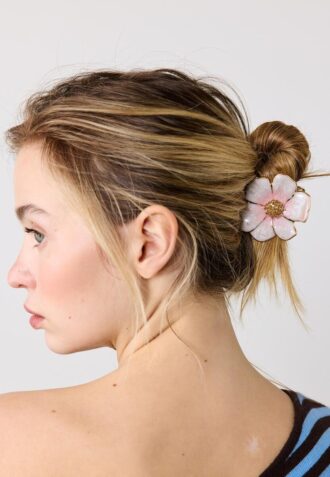 Barrette à cheveux fleur métallisée