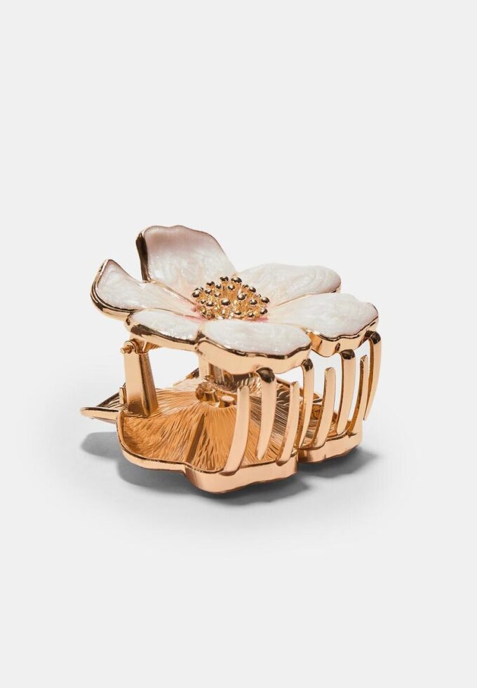 Barrette à cheveux fleur métallisée