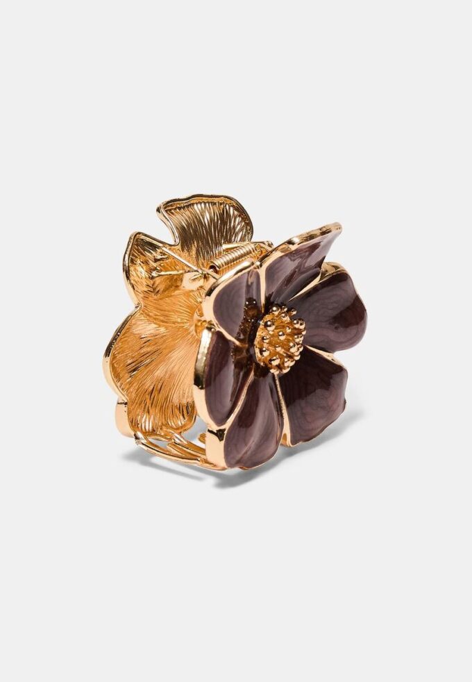 Barrette à cheveux fleur métallisée