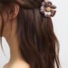 Barrette à cheveux fleur métallisée