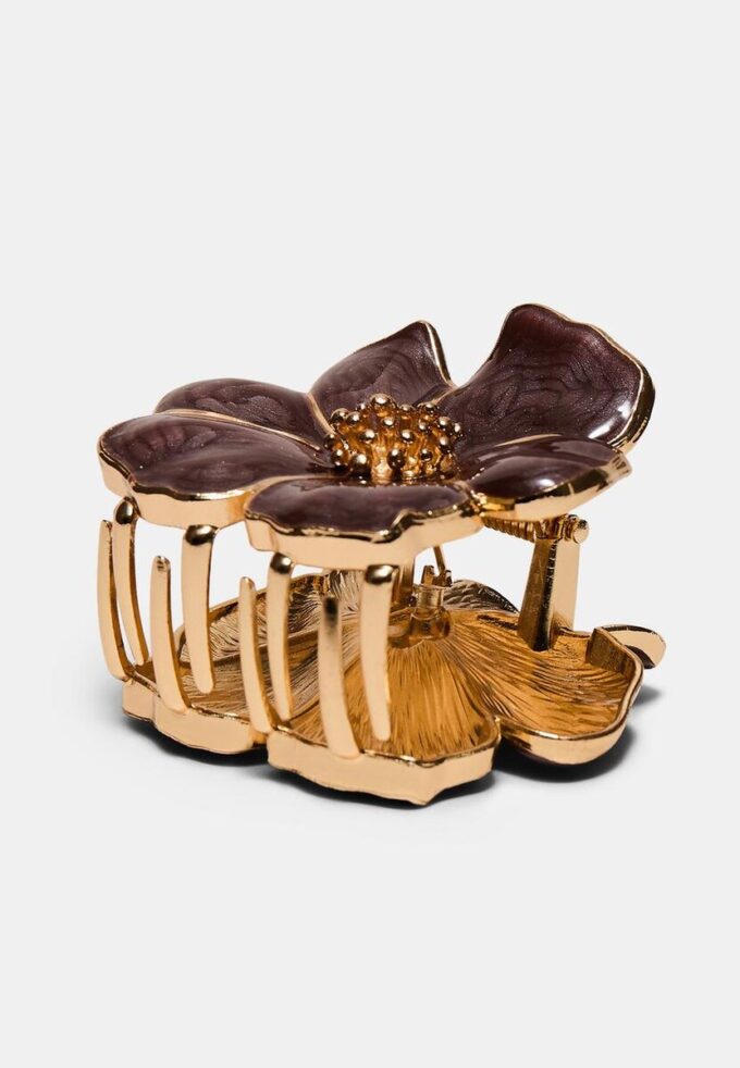 Barrette à cheveux fleur métallisée