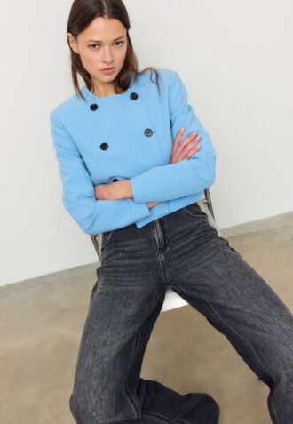 Blazer court à col rond