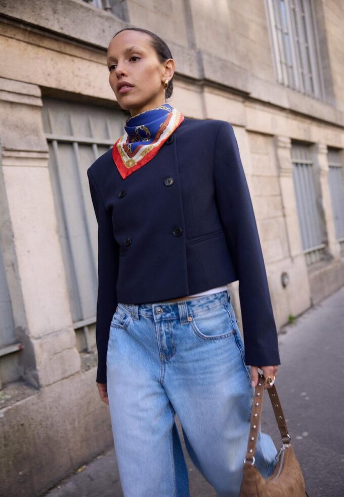 Blazer court à col rond Blazer court à col rond