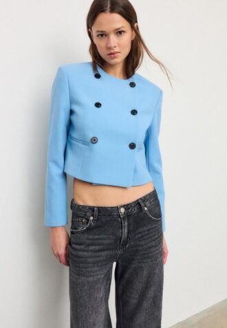 Blazer court à col rond