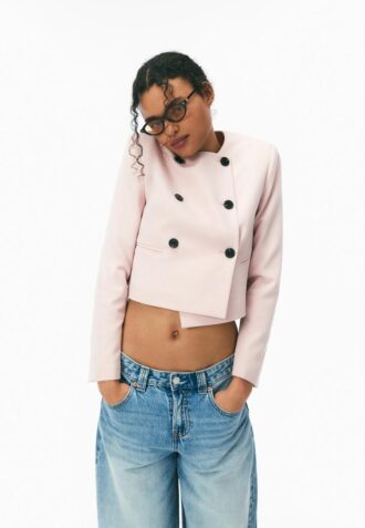 Blazer court à col rond