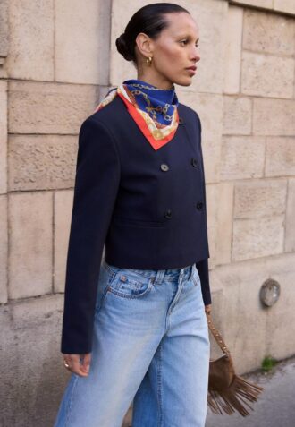 Blazer court à col rond