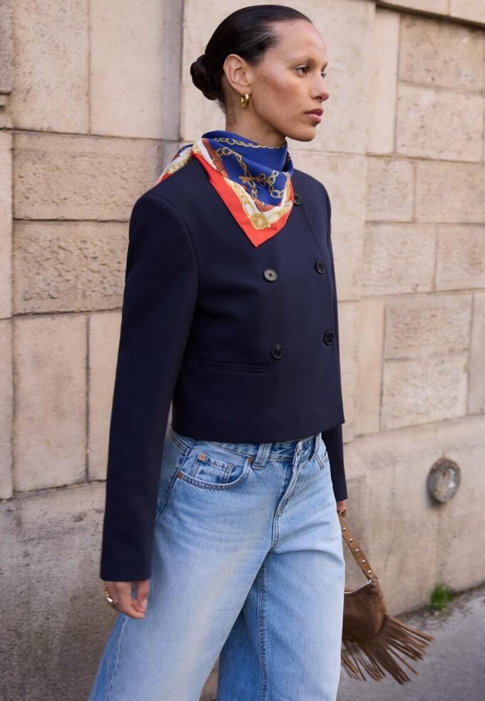 Blazer court à col rond Blazer court à col rond