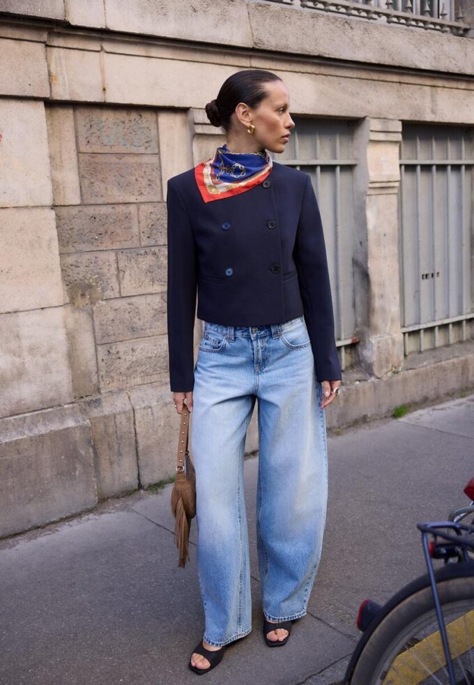 Blazer court à col rond Blazer court à col rond