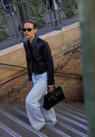 Blazer court effet cuir