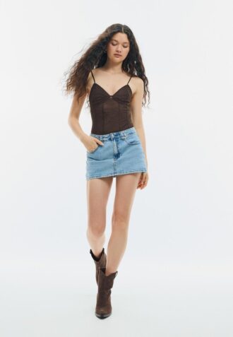 Body en dentelle à bretelles