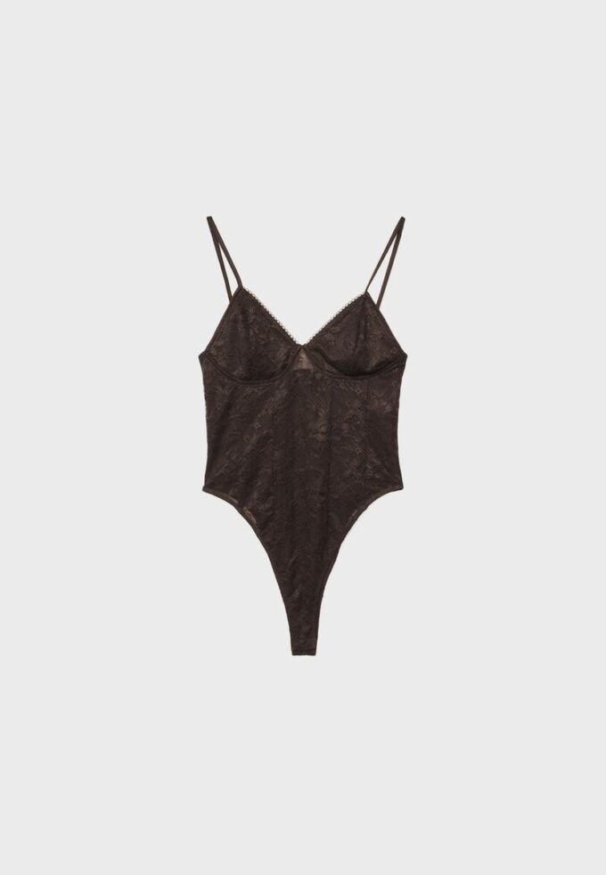 Body en dentelle à bretelles