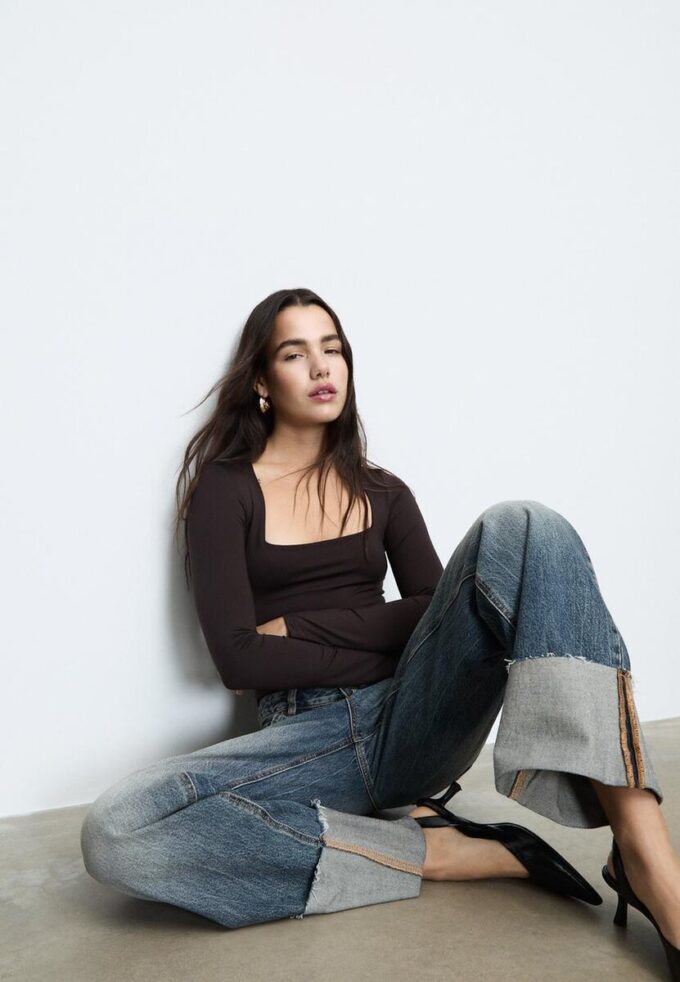 Body en polyamide à encolure carrée