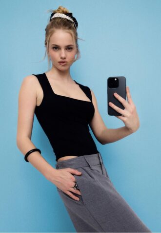 Body en polyamide à encolure carrée