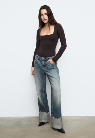 Body en polyamide à encolure carrée