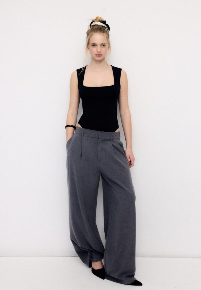 Body en polyamide à encolure carrée