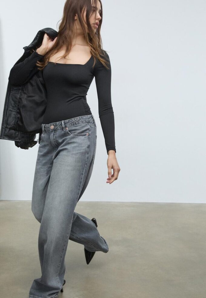 Body en polyamide à encolure carrée