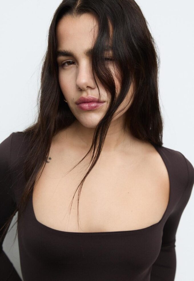 Body en polyamide à encolure carrée