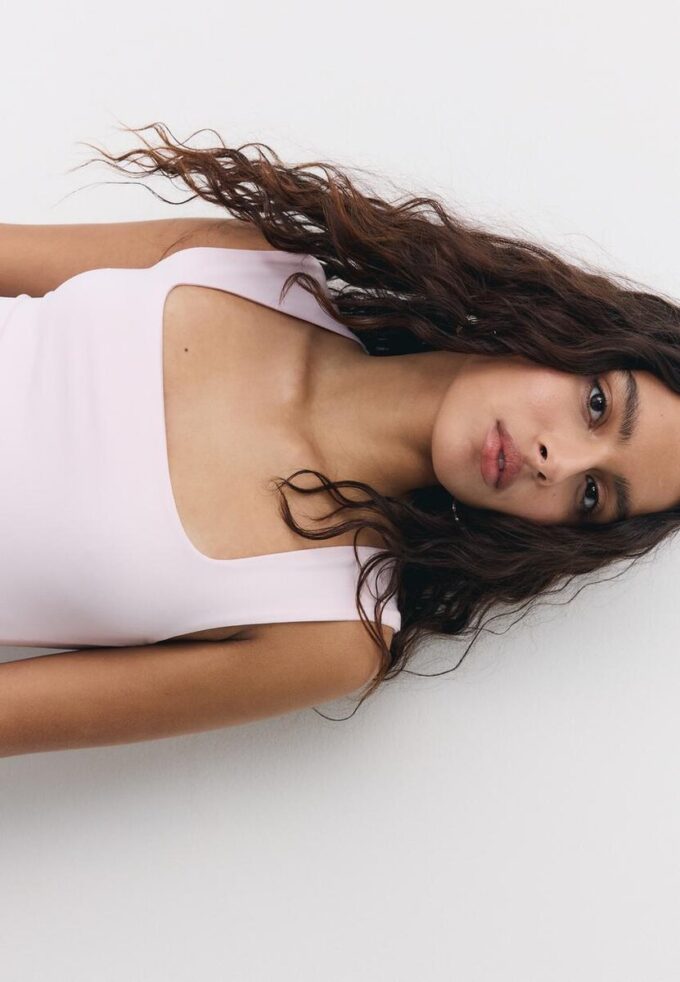 Body en polyamide à encolure carrée