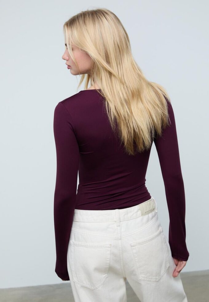 Body en polyamide à encolure carrée