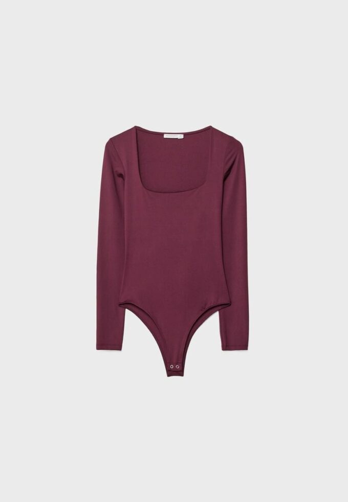 Body en polyamide à encolure carrée