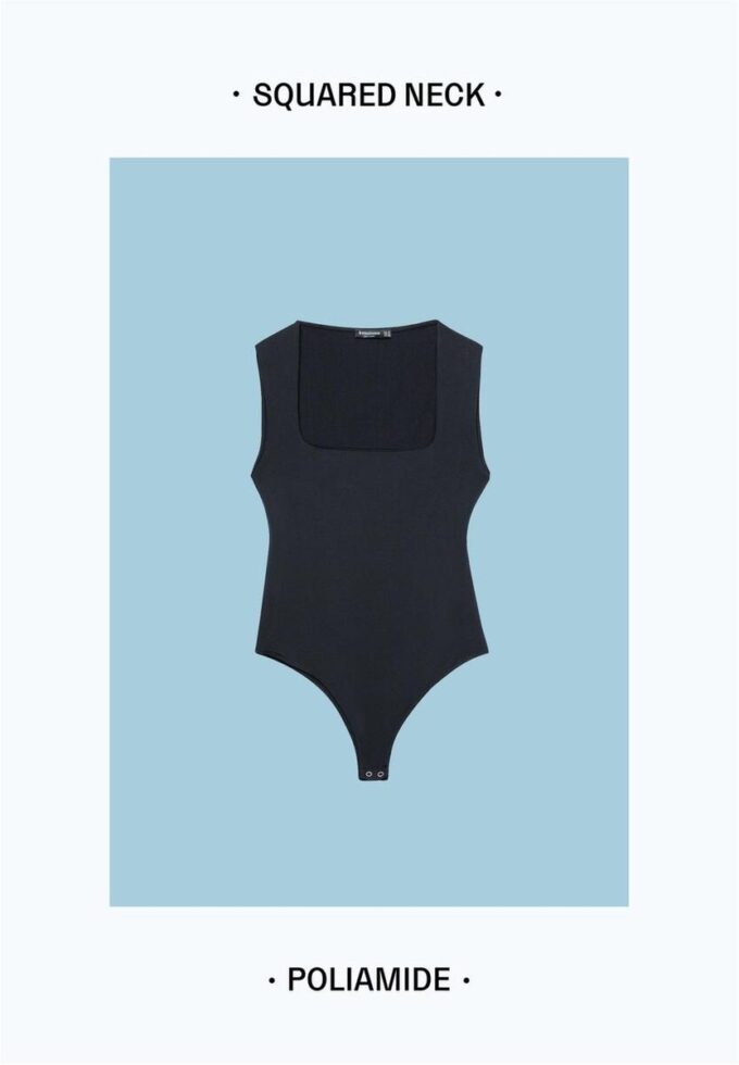 Body en polyamide à encolure carrée
