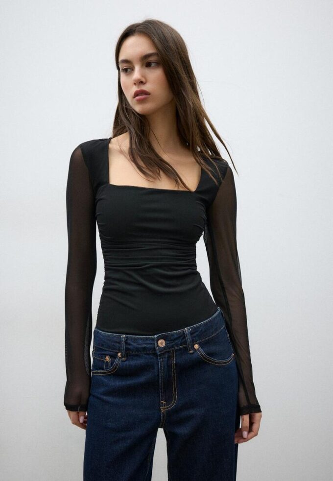 Body en tulle à encolure carrée