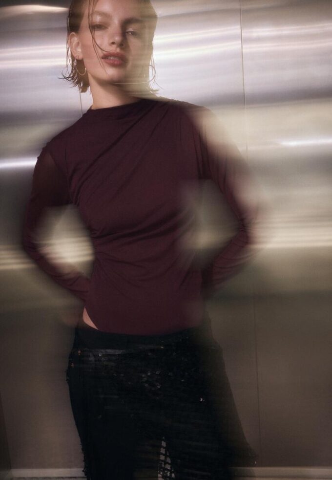 Body en tulle froncé