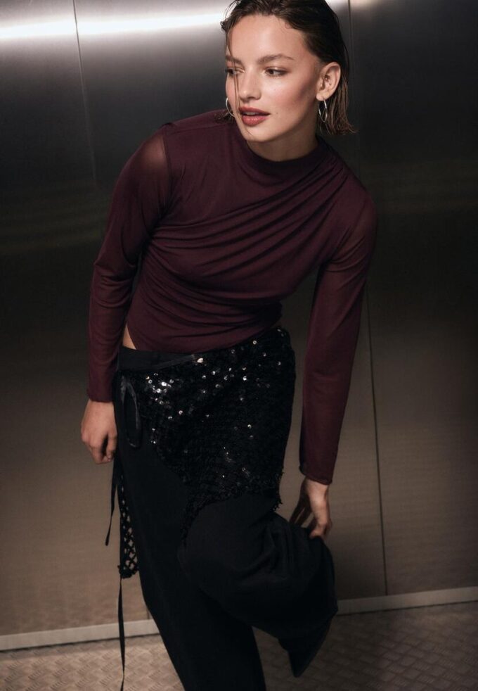 Body en tulle froncé