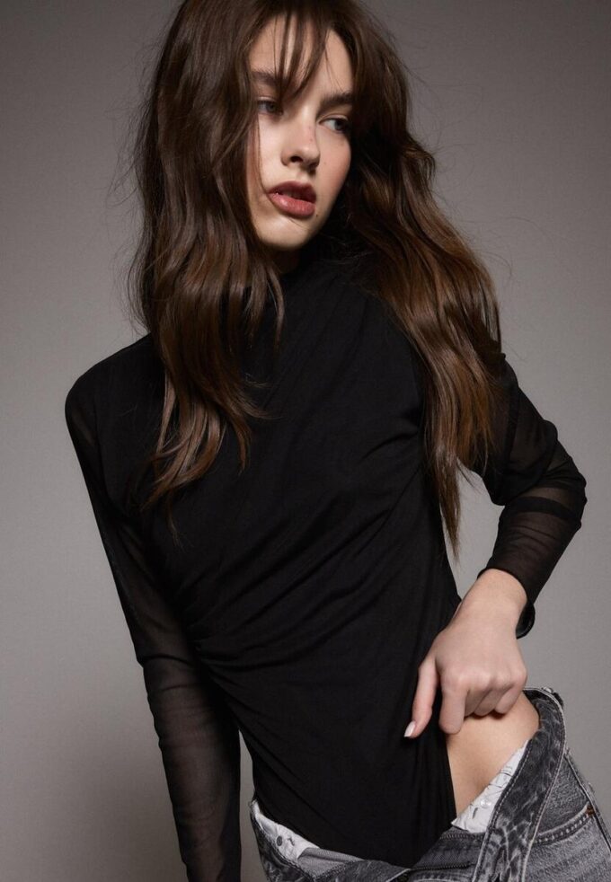 Body en tulle froncé