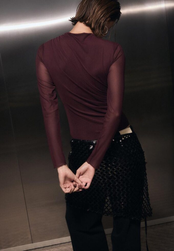 Body en tulle froncé