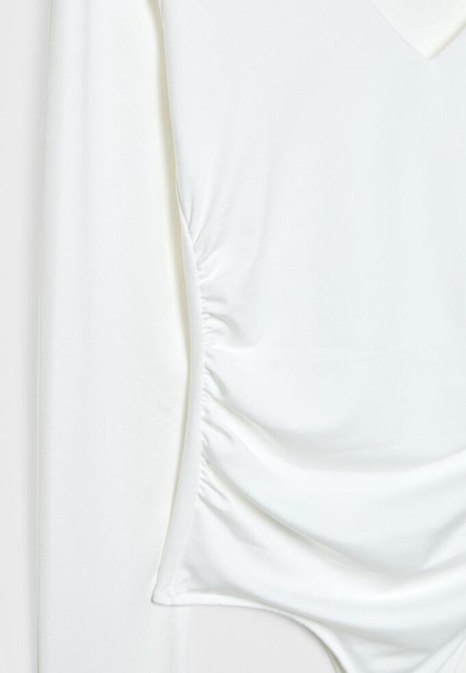 Body froncé en polyamide à encolure en V