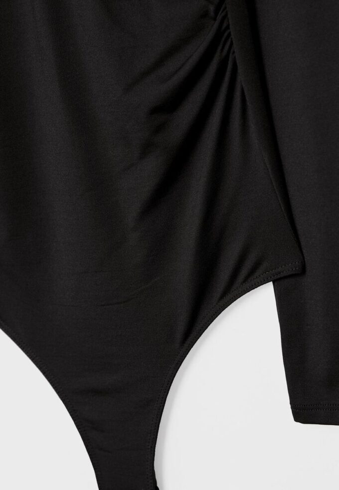 Body froncé en polyamide à encolure en V