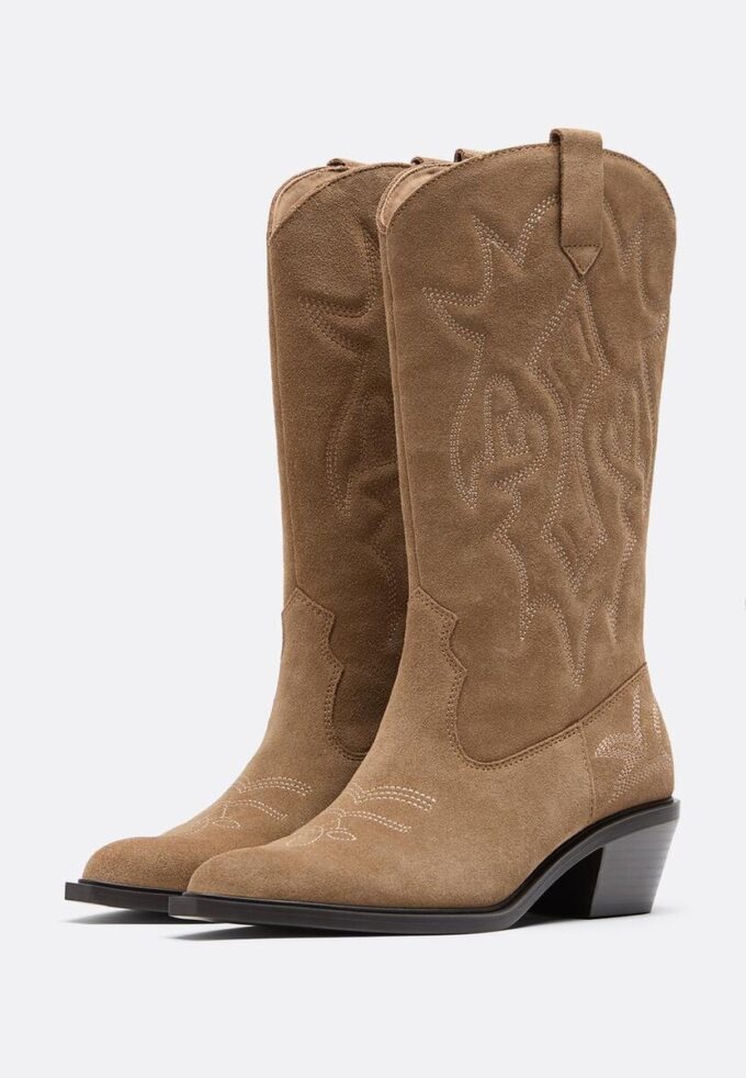 Bottes de cowboy en cuir refendu