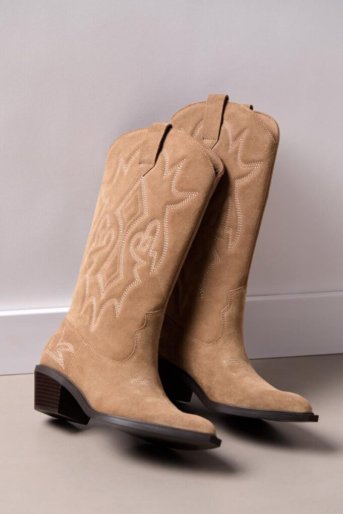 Bottes de cowboy en cuir refendu