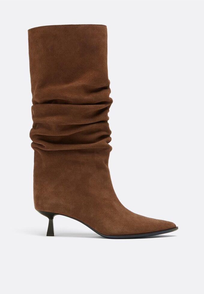 Bottes en cuir Slouchy à talon bas