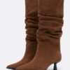 Bottes en cuir Slouchy à talon bas
