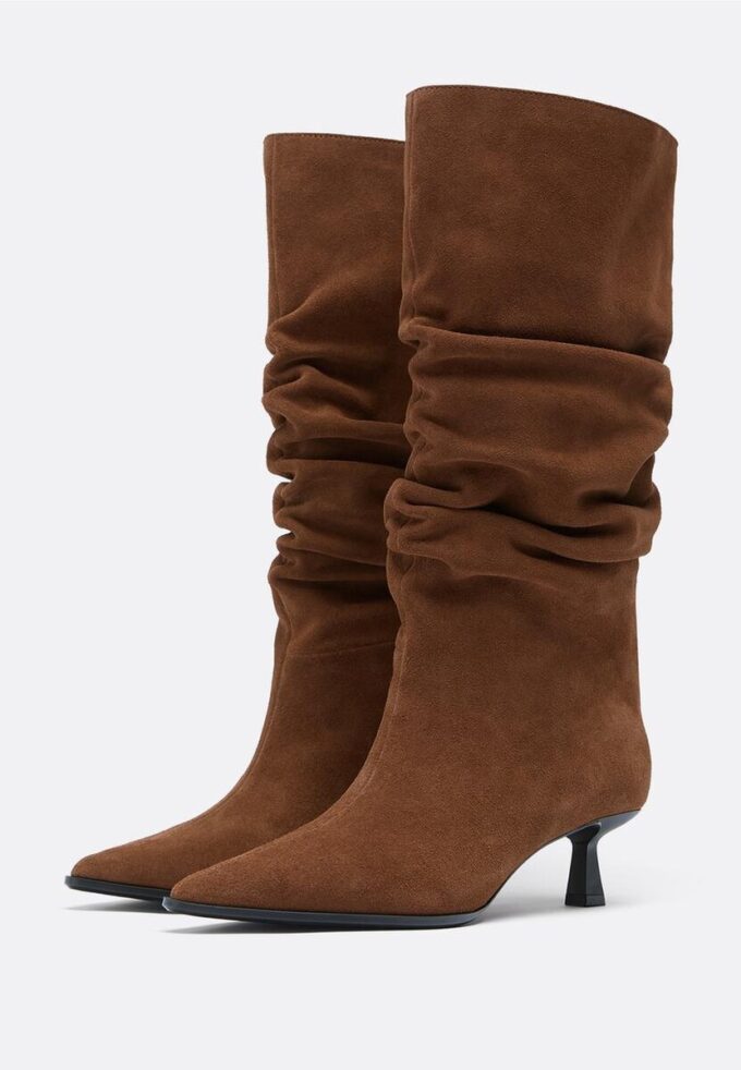 Bottes en cuir Slouchy à talon bas