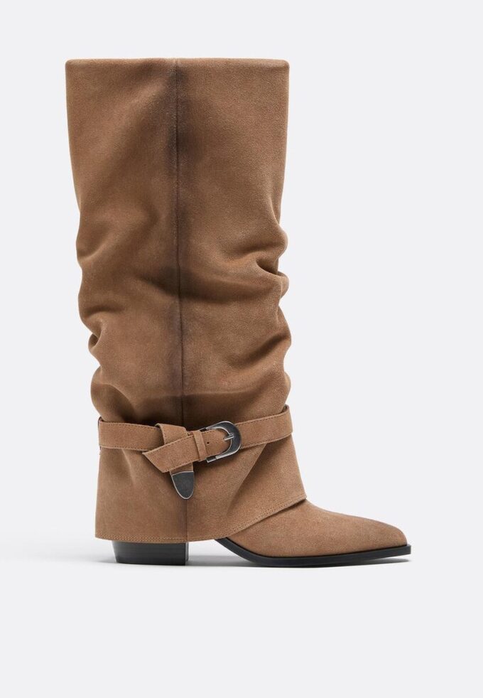 Bottes en cuir à talons hauts