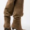 Bottes hautes à talons aiguilles Slouchy en cuir Bottes hautes à talons aiguilles Slouchy en cuir