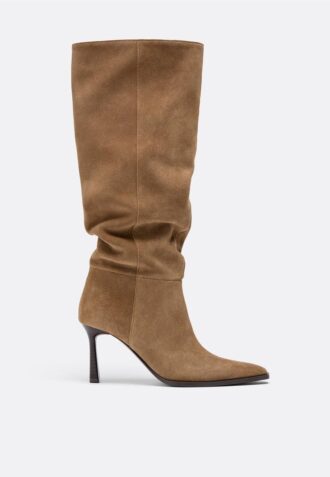 Bottes hautes à talons aiguilles Slouchy en cuir