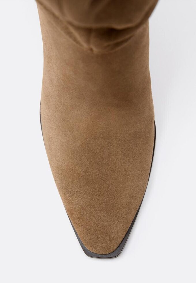 Bottes hautes à talons aiguilles Slouchy en cuir Bottes hautes à talons aiguilles Slouchy en cuir