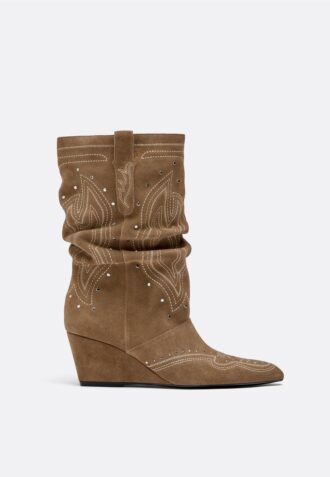 Bottes à talons compensés en cuir