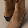 Bottines cowboy en cuir refendu
