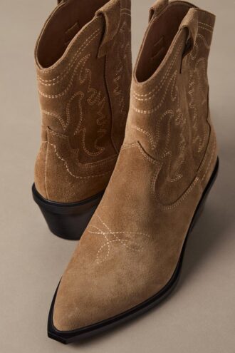 Bottines cowboy en cuir refendu
