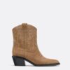 Bottines cowboy en cuir refendu