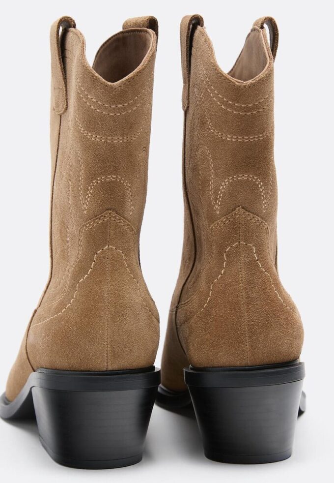 Bottines cowboy en cuir refendu