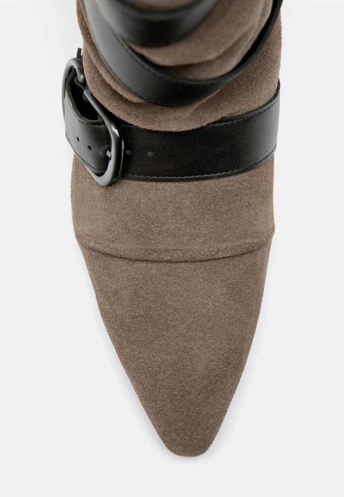 Bottines à talons bobines en cuir avec ceinture