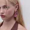 Boucles d&rsquo;oreilles en forme d&rsquo;éventail émaillées